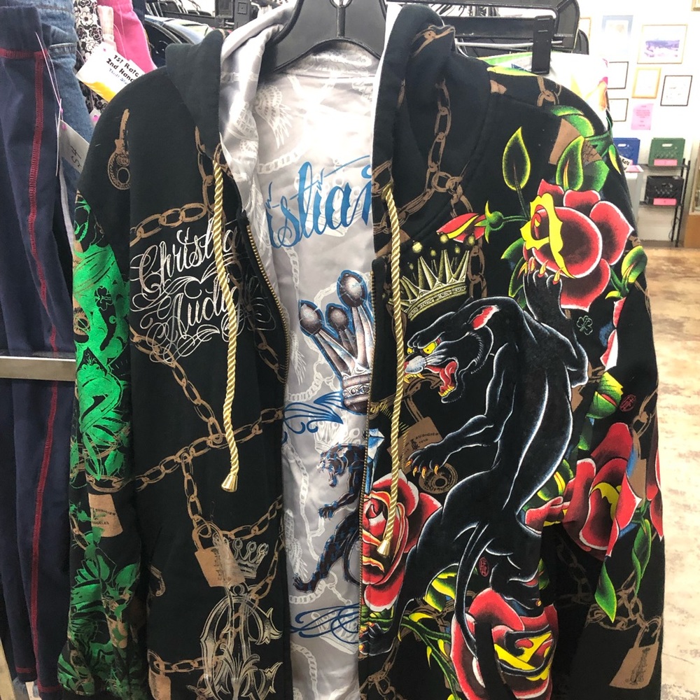 Rare Christian Audigier Zip Up Hoodie Jacket